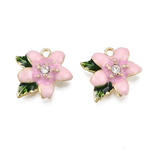 PandaHall Rack Plating Alloy Enamel Charms, with Crystal Rhinestone, Flower, Cadmium Free & Lead Free, Golden, Flamingo, 14x15x4.5mm, Hole..., Pink
PandaHall Rack Plating Alloy Enamel Charms, with Crystal Rhinestone, Flower, Cadmium Free & Lead Free, Golden, Flamingo, 14x15x4.5mm, Hole..., Pink