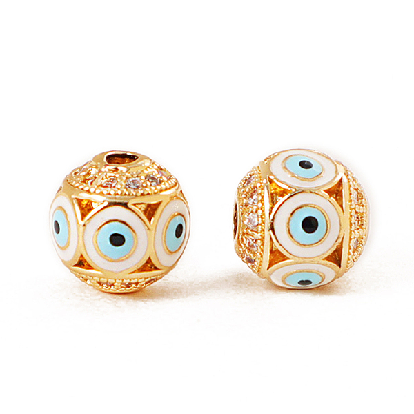 PandaHall Brass Micro Pave Clear Cubic Zirconia Beads, with Enamel, Golden, Round with Evil Eye, Cyan, 10mm, Hole: 2mm Brass+Cubic...
PandaHall Brass Micro Pave Clear Cubic Zirconia Beads, with Enamel, Golden, Round with Evil Eye, Cyan, 10mm, Hole: 2mm Brass+Cubic...