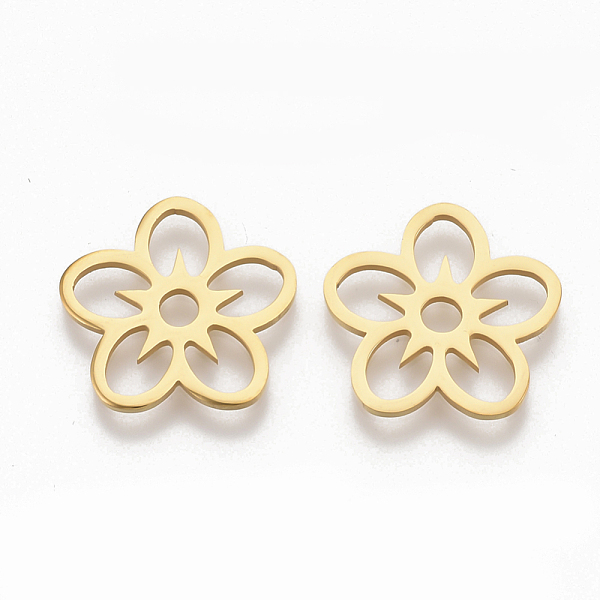PandaHall 201 Stainless Steel Filigree Joiners, Flower, Golden, 16x16.5x1mm, Hole: 2.5mm 201 Stainless Steel Flower
PandaHall 201 Stainless Steel Filigree Joiners, Flower, Golden, 16x16.5x1mm, Hole: 2.5mm 201 Stainless Steel Flower