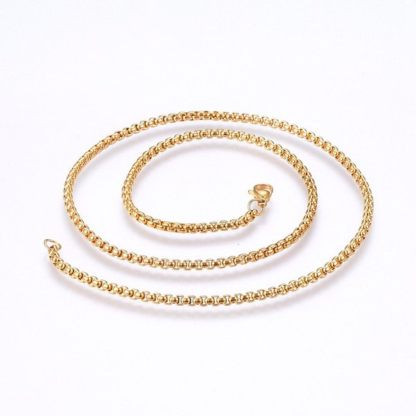 PandaHall 304 Stainless Steel Box Chain Necklaces, with Lobster Claw Clasps, Golden, 19.7 inch(50cm), 2.5mm 304 Stainless Steel
PandaHall 304 Stainless Steel Box Chain Necklaces, with Lobster Claw Clasps, Golden, 19.7 inch(50cm), 2.5mm 304 Stainless Steel