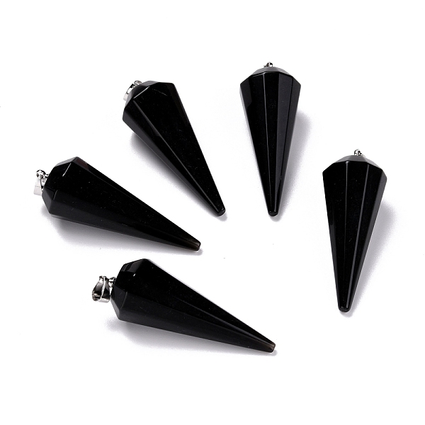 PandaHall Natural Obsidian Pendants, with Brass Findings, Faceted, Cone/Spike/Pendulum, Platinum, 42~44x15~16mm, Hole: 3.6x4mm Obsidian Cone
PandaHall Natural Obsidian Pendants, with Brass Findings, Faceted, Cone/Spike/Pendulum, Platinum, 42~44x15~16mm, Hole: 3.6x4mm Obsidian Cone