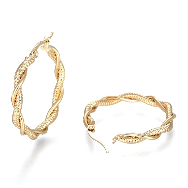 PandaHall 304 Stainless Steel Hoop Earring, Hypoallergenic Earrings, with Ear Nut, Textured, Twisted Ring Shape, Golden, 34.5x4mm, Pin...
PandaHall 304 Stainless Steel Hoop Earring, Hypoallergenic Earrings, with Ear Nut, Textured, Twisted Ring Shape, Golden, 34.5x4mm, Pin...