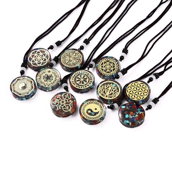PandaHall Orgonite Chakra Necklaces, Pendant Necklaces, with Natural Gemstone Chip, Nylon Thread, Brass Findings, Flat Round, 25.9 inch...
PandaHall Orgonite Chakra Necklaces, Pendant Necklaces, with Natural Gemstone Chip, Nylon Thread, Brass Findings, Flat Round, 25.9 inch...