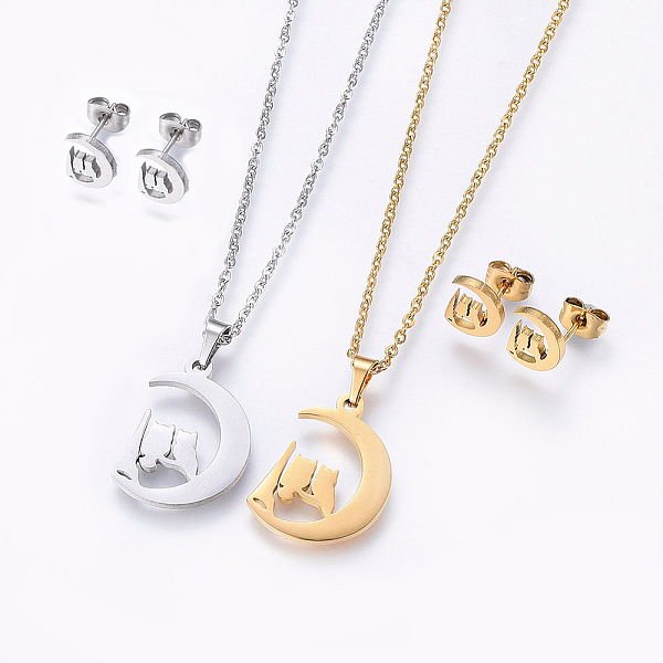 PandaHall 304 Stainless Steel Jewelry Sets, Stud Earrings and Pendant Necklaces, Moon with Owl, Mixed Color, Necklace: 17.7 inch(45cm), Stud..., Multicolor
PandaHall 304 Stainless Steel Jewelry Sets, Stud Earrings and Pendant Necklaces, Moon with Owl, Mixed Color, Necklace: 17.7 inch(45cm), Stud..., Multicolor