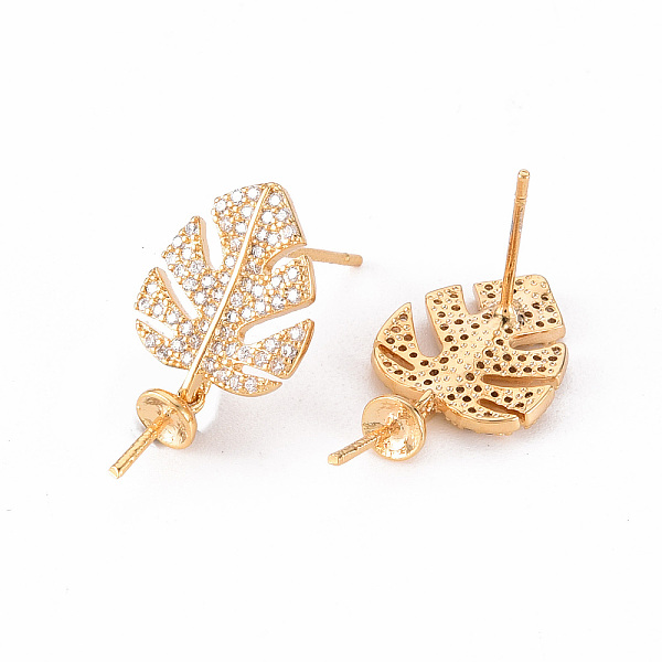 PandaHall Brass Micro Pave Clear Cubic Zirconia Stud Earrings Findings, for Half Drilled Bead, Nickel Free, Leaf, Real 18K Gold Plated...
PandaHall Brass Micro Pave Clear Cubic Zirconia Stud Earrings Findings, for Half Drilled Bead, Nickel Free, Leaf, Real 18K Gold Plated...