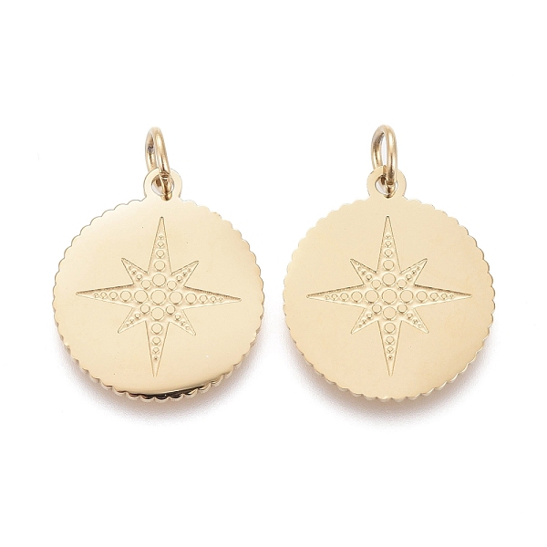 PandaHall Ion Plating(IP) 304 Stainless Steel Pendants, with Jump Ring, Laser Cut, Flat Round with Star, Golden, 14x12x0.8mm, Jump Ring...
PandaHall Ion Plating(IP) 304 Stainless Steel Pendants, with Jump Ring, Laser Cut, Flat Round with Star, Golden, 14x12x0.8mm, Jump Ring...