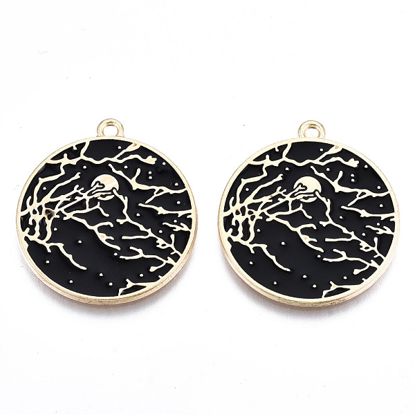 PandaHall Eco-Friendly Alloy Enamel Pendants, Cadmium Free & Lead Free & Nickel Free, Flat Round with Branch & Moon, Light Gold, Black...
PandaHall Eco-Friendly Alloy Enamel Pendants, Cadmium Free & Lead Free & Nickel Free, Flat Round with Branch & Moon, Light Gold, Black...