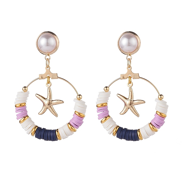 PandaHall Big Ring with Starfish Dangle Stud Earrings, Polymer Clay Heishi Beaded Drop Earrings for Women, Golden, Pink, 52mm, Pin: 1mm...
PandaHall Big Ring with Starfish Dangle Stud Earrings, Polymer Clay Heishi Beaded Drop Earrings for Women, Golden, Pink, 52mm, Pin: 1mm...