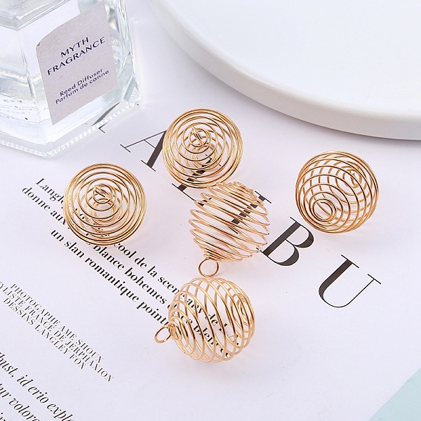 PandaHall Carbon Steel Spiral Bead Cage Pendants, Hollow Spring Ball Charms, Light Gold, 15x14mm Steel Round
PandaHall Carbon Steel Spiral Bead Cage Pendants, Hollow Spring Ball Charms, Light Gold, 15x14mm Steel Round