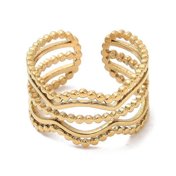 PandaHall Ion Plating(IP) 304 Stainless Steel Wave Open Cuff Ring for Women, Real 18K Gold Plated, US Size 7 1/4(17.5mm) 304 Stainless Steel
PandaHall Ion Plating(IP) 304 Stainless Steel Wave Open Cuff Ring for Women, Real 18K Gold Plated, US Size 7 1/4(17.5mm) 304 Stainless Steel