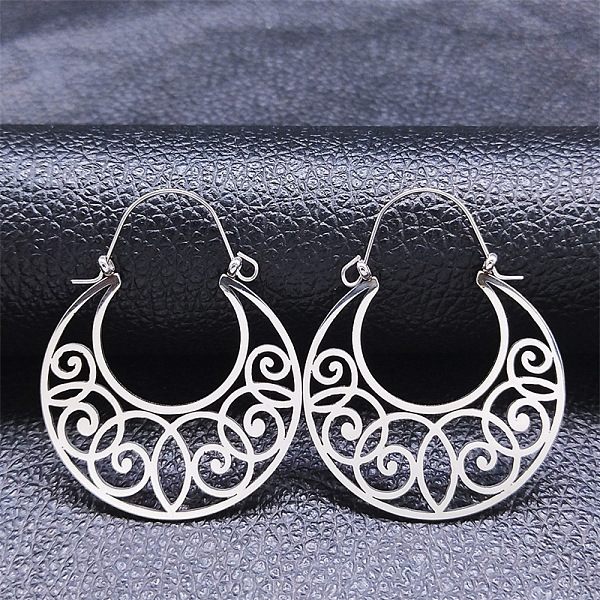 PandaHall 304 Stainless Steel Hollow Moon Hoop Earrings, Bohemia Theme Earrings, Stainless Steel Color, 44x35x1mm 304 Stainless Steel Moon
PandaHall 304 Stainless Steel Hollow Moon Hoop Earrings, Bohemia Theme Earrings, Stainless Steel Color, 44x35x1mm 304 Stainless Steel Moon