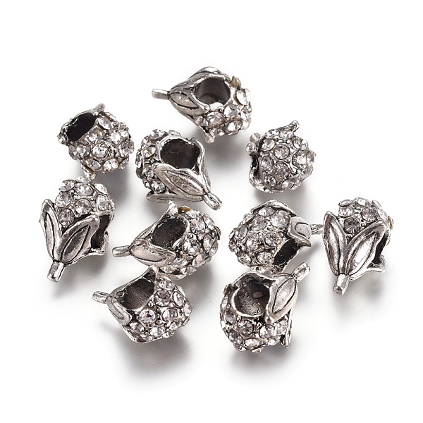 PandaHall Antique Silver Plated Alloy Rhinestone European Beads, Large Hole Flower Beads, Crystal, 16x9x8mm, Hole: 5mm Alloy+Rhinestone..., Clear
PandaHall Antique Silver Plated Alloy Rhinestone European Beads, Large Hole Flower Beads, Crystal, 16x9x8mm, Hole: 5mm Alloy+Rhinestone..., Clear