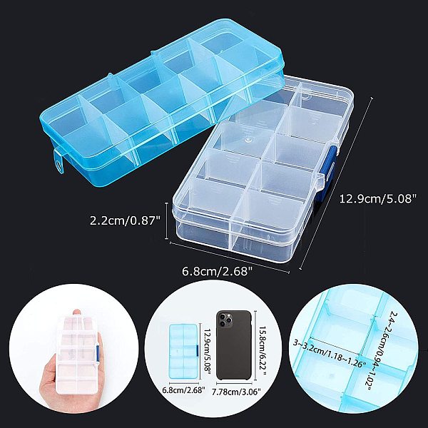 PandaHall PH 5 Pack 10 Grids Rectangle Plastic Bead Storage Box Case Container Jewelry Organizer with Movable Dividers for Small Earring..., Multicolor
PandaHall PH 5 Pack 10 Grids Rectangle Plastic Bead Storage Box Case Container Jewelry Organizer with Movable Dividers for Small Earring..., Multicolor