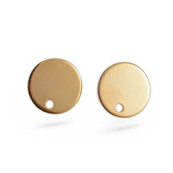 PandaHall Flat Plate 201 Stainless Steel Stud Earring Findings, with 304 Stainless Steel Pin, Flat Round, Real 24K Gold Plated, 12x1mm, Hole...
PandaHall Flat Plate 201 Stainless Steel Stud Earring Findings, with 304 Stainless Steel Pin, Flat Round, Real 24K Gold Plated, 12x1mm, Hole...