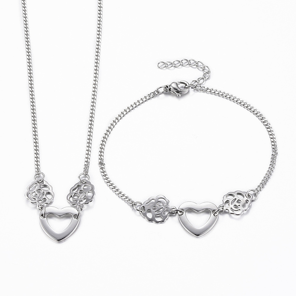 PandaHall 304 Stainless Steel Jewelry Sets, Pendant Necklaces & Link Bracelets, with Lobster Claw Clasps, Faceted, Heart, Stainless Steel...
PandaHall 304 Stainless Steel Jewelry Sets, Pendant Necklaces & Link Bracelets, with Lobster Claw Clasps, Faceted, Heart, Stainless Steel...