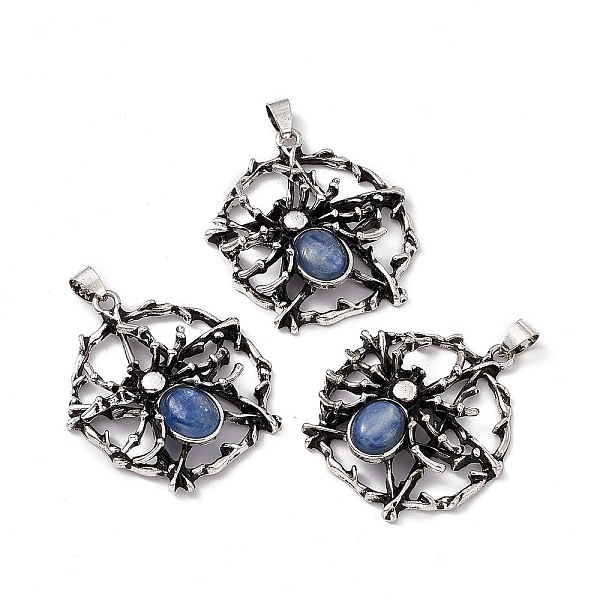 PandaHall Natural Kyanite/Cyanite/Disthene Pendants, Flat Round with Spider Charms, with Antique Silver Color Brass Findings...
PandaHall Natural Kyanite/Cyanite/Disthene Pendants, Flat Round with Spider Charms, with Antique Silver Color Brass Findings...