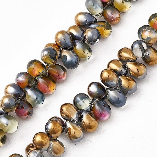 PandaHall Electroplate Glass Beads Strands, Top Drilled Beads, Half Rainbow Plated, Teardrop, Goldenrod, 13~13.5x9.5mm, Hole: 0.9mm, about..., Gold
PandaHall Electroplate Glass Beads Strands, Top Drilled Beads, Half Rainbow Plated, Teardrop, Goldenrod, 13~13.5x9.5mm, Hole: 0.9mm, about..., Gold