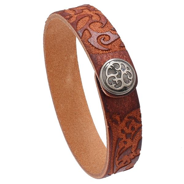 PandaHall Branch Pattern Cowhide Cord Bracelets, with Alloy Button, Sienna, 8-5/8 inch(22cm) Leather Brown
PandaHall Branch Pattern Cowhide Cord Bracelets, with Alloy Button, Sienna, 8-5/8 inch(22cm) Leather Brown