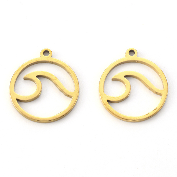 PandaHall Vacuum Plating 201 Stainless Steel Pendants, Laser Cut, Round Ring with Wave, Golden, 17x15x1mm, Hole: 1mm 201 Stainless Steel...
PandaHall Vacuum Plating 201 Stainless Steel Pendants, Laser Cut, Round Ring with Wave, Golden, 17x15x1mm, Hole: 1mm 201 Stainless Steel...