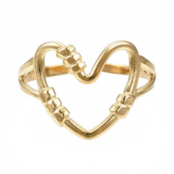 PandaHall 304 Stainless Steel Heart Open Cuff Ring, Hollow Chunky Ring for Women, Golden, US Size 7(17.3mm) 304 Stainless Steel
PandaHall 304 Stainless Steel Heart Open Cuff Ring, Hollow Chunky Ring for Women, Golden, US Size 7(17.3mm) 304 Stainless Steel
