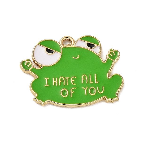 PandaHall Alloy Enamel Pendants, Cadmium Free & Nickel Free & Lead Free, Golden, Frog with Word I Hate all of you Charm, Lime Green...
PandaHall Alloy Enamel Pendants, Cadmium Free & Nickel Free & Lead Free, Golden, Frog with Word I Hate all of you Charm, Lime Green...