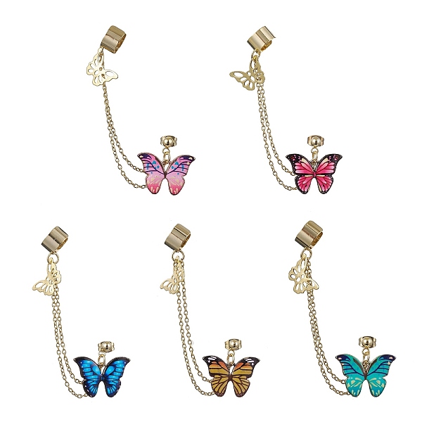 PandaHall Butterfly 304 Stainless Steel Cuff Earring Chains, Alloy Stud Earrings Crawler Earrings, Mixed Color, 84mm Alloy Butterfly..., Multicolor
PandaHall Butterfly 304 Stainless Steel Cuff Earring Chains, Alloy Stud Earrings Crawler Earrings, Mixed Color, 84mm Alloy Butterfly..., Multicolor