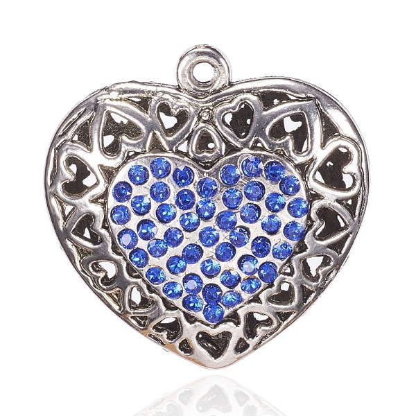 PandaHall Alloy Rhinestone Pendants, Hollow, Heart, Antique Silver, 44x44x15mm, Hole: 3mm Alloy+Rhinestone Heart Blue
PandaHall Alloy Rhinestone Pendants, Hollow, Heart, Antique Silver, 44x44x15mm, Hole: 3mm Alloy+Rhinestone Heart Blue