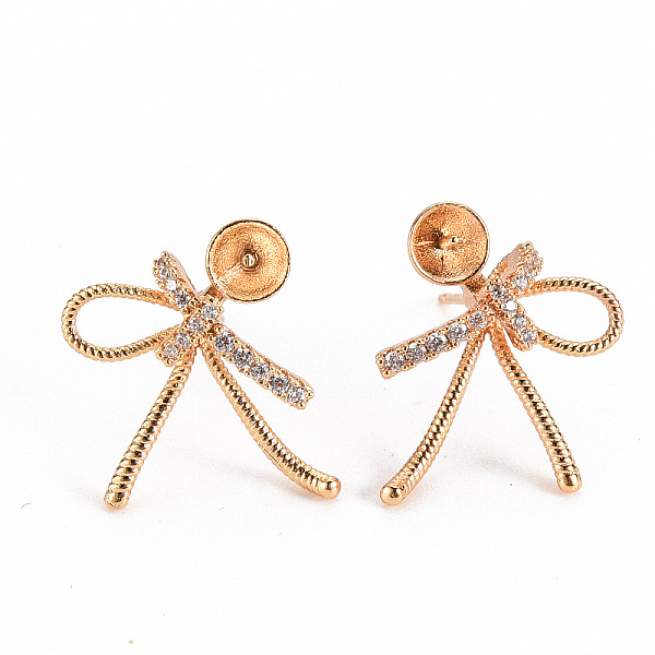 PandaHall Brass Micro Pave Clear Cubic Zirconia Earring Findings, for Half Drilled Beads, Nickel Free, Bowknot, Real 18K Gold Plated...
PandaHall Brass Micro Pave Clear Cubic Zirconia Earring Findings, for Half Drilled Beads, Nickel Free, Bowknot, Real 18K Gold Plated...
