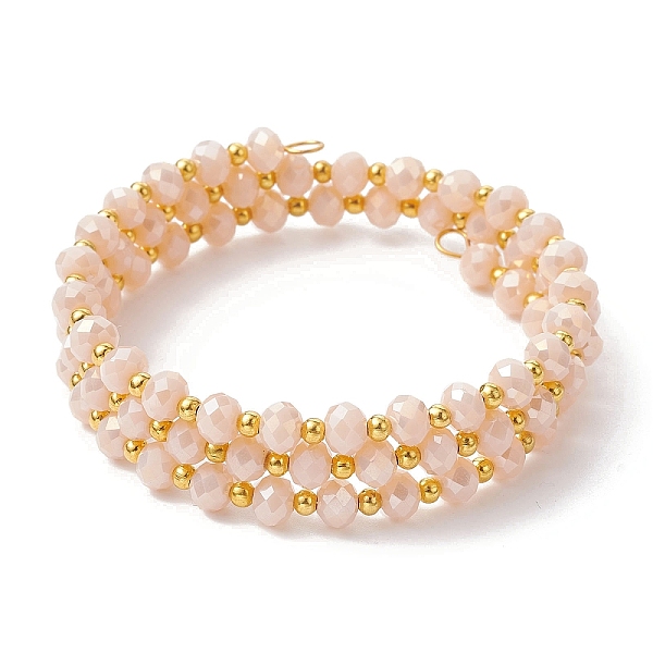PandaHall Glass Rondelle Beaded Wrap Style Bracelet, Triple Layer Bracelet, Misty Rose, Inner Diameter: 2-1/8 inch(5.4cm) Glass Rondelle
PandaHall Glass Rondelle Beaded Wrap Style Bracelet, Triple Layer Bracelet, Misty Rose, Inner Diameter: 2-1/8 inch(5.4cm) Glass Rondelle