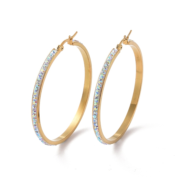 PandaHall 304 Stainless Steel Hoop Earrings, with Polymer Clay and Rhinestone, Ring, Golden, Crystal AB, 51x49x3.5mm Rhinestone Ring Clear
PandaHall 304 Stainless Steel Hoop Earrings, with Polymer Clay and Rhinestone, Ring, Golden, Crystal AB, 51x49x3.5mm Rhinestone Ring Clear