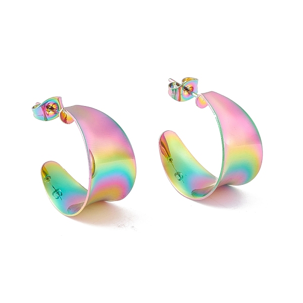 PandaHall Ion Plating(IP) 304 Stainless Steel Chunky C-shape Stud Earrings, Half Hoop Earrings for Women, Rainbow Color, 21x11.5mm, Pin...
PandaHall Ion Plating(IP) 304 Stainless Steel Chunky C-shape Stud Earrings, Half Hoop Earrings for Women, Rainbow Color, 21x11.5mm, Pin...