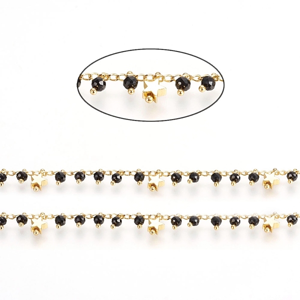 PandaHall Handmade Brass Chains, with Faceted Glass Beads, Curb Chains and Star Beads, Long-Lasting Plated, Soldered, with Spool, Golden..., Black
PandaHall Handmade Brass Chains, with Faceted Glass Beads, Curb Chains and Star Beads, Long-Lasting Plated, Soldered, with Spool, Golden..., Black