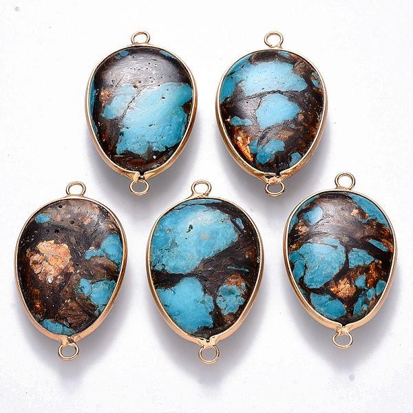 PandaHall Assembled Bronzite and Synthetic Aqua Terra Jasper Links connectors, with Golden Plated Brass Settings and Iron Loops, Teardrop..., Blue
PandaHall Assembled Bronzite and Synthetic Aqua Terra Jasper Links connectors, with Golden Plated Brass Settings and Iron Loops, Teardrop..., Blue