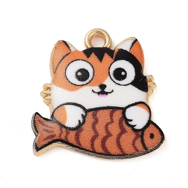 PandaHall Rack Plating Alloy Enamel Pendants, Golden, Cat with Fish Charm, Orange, 18x18x3mm, Hole: 2mm Alloy+Enamel Cat Shape Orange
PandaHall Rack Plating Alloy Enamel Pendants, Golden, Cat with Fish Charm, Orange, 18x18x3mm, Hole: 2mm Alloy+Enamel Cat Shape Orange