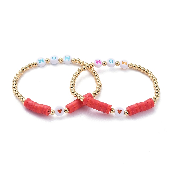 PandaHall Mother's Day Gifts, Stretch Bracelets, with Polymer Clay Heishi Beads, Initial Acrylic Beads and Golden Plated Brass Beads, Word..., Red
PandaHall Mother's Day Gifts, Stretch Bracelets, with Polymer Clay Heishi Beads, Initial Acrylic Beads and Golden Plated Brass Beads, Word..., Red
