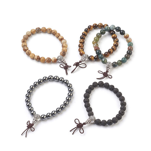 PandaHall Natural/Synthetic Round Mixed Stone Stretch Bracelets, with Alloy Guru Bead Sets, Burlap Packing, Antique Silver, 2-1/8 inch..., Black
PandaHall Natural/Synthetic Round Mixed Stone Stretch Bracelets, with Alloy Guru Bead Sets, Burlap Packing, Antique Silver, 2-1/8 inch..., Black