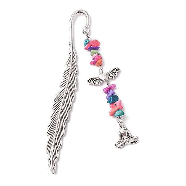 PandaHall Tibetan Style Alloy Feather Bookmark, with Synthetic Turquoise Beads, Antique Silver, Yoga, 80x16x3mm Alloy Human
PandaHall Tibetan Style Alloy Feather Bookmark, with Synthetic Turquoise Beads, Antique Silver, Yoga, 80x16x3mm Alloy Human