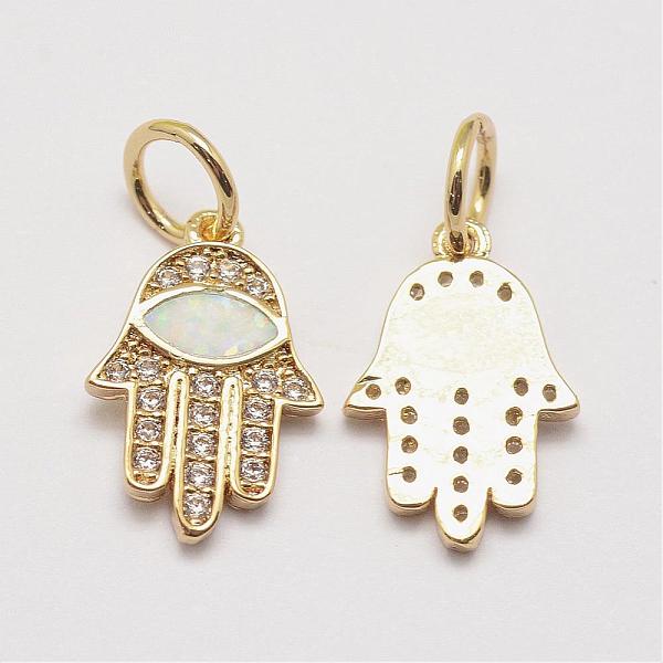PandaHall Brass Cubic Zirconia Charms, with Synthetic Opal, Hamsa Hand/Hand of Fatima/Hand of Miriam with Horse Eye, Real 18K Gold Plated..., White
PandaHall Brass Cubic Zirconia Charms, with Synthetic Opal, Hamsa Hand/Hand of Fatima/Hand of Miriam with Horse Eye, Real 18K Gold Plated..., White