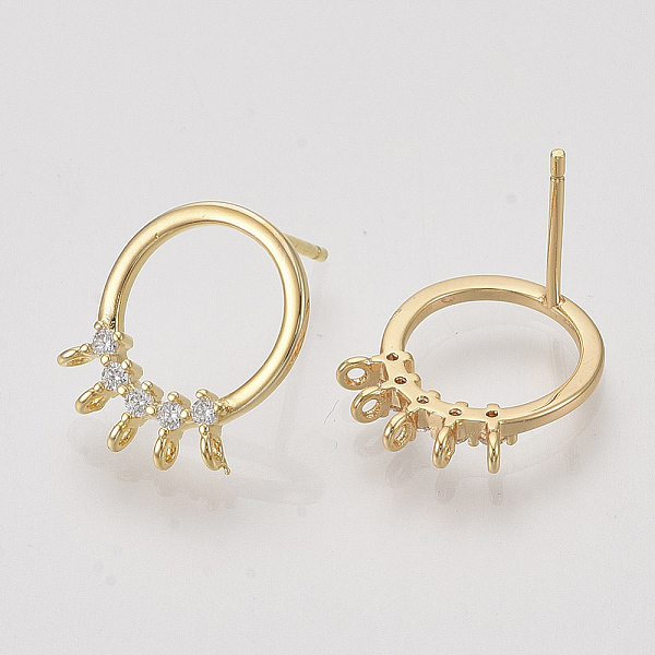 PandaHall Brass Cubic Zirconia Stud Earring Findings, with Loop, Ring, Clear, Nickel Free, Real 18K Gold Plated, 12x15mm, Hole: 1mm, Pin...
PandaHall Brass Cubic Zirconia Stud Earring Findings, with Loop, Ring, Clear, Nickel Free, Real 18K Gold Plated, 12x15mm, Hole: 1mm, Pin...