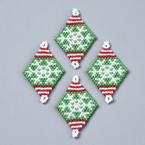 PandaHall MIYUKI & TOHO Japanese Seed Beads, Handmade Links, Rhombus with Christmas Snowflake Loom Pattern, Medium Sea Green, 36x22.5x2mm...
PandaHall MIYUKI & TOHO Japanese Seed Beads, Handmade Links, Rhombus with Christmas Snowflake Loom Pattern, Medium Sea Green, 36x22.5x2mm...