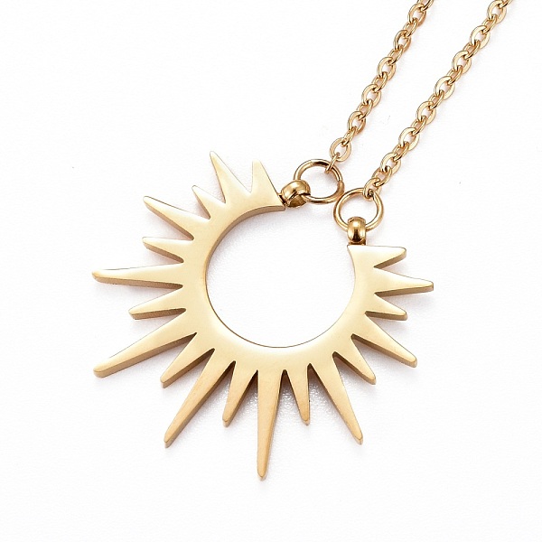 PandaHall Ion Plating(IP) 304 Stainless Steel Pendant Necklaces, with Lobster Claw Clasps, Sun, Real 18K Gold Plated, 18-1/8 inch(46cm) 304...
PandaHall Ion Plating(IP) 304 Stainless Steel Pendant Necklaces, with Lobster Claw Clasps, Sun, Real 18K Gold Plated, 18-1/8 inch(46cm) 304...