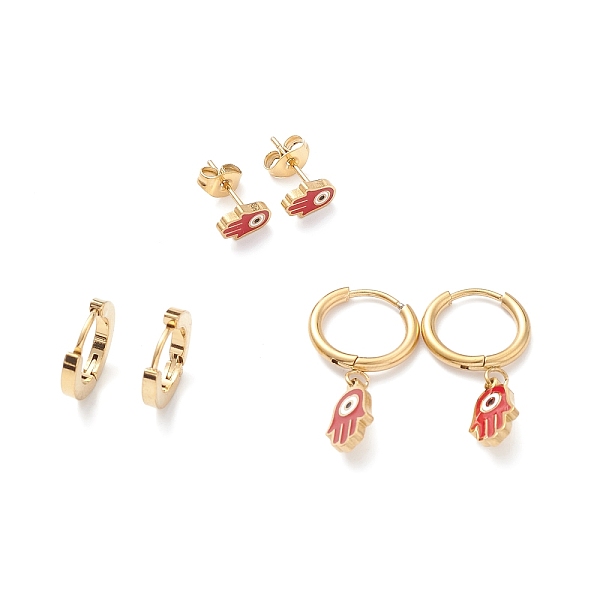 PandaHall 3 Pairs 3 Style Enamel Hamsa Hand with Evil Eye Dangle Hoop Earrings, Ion Plating(IP) 304 Stainless Steel Stud Earrings for Women...
PandaHall 3 Pairs 3 Style Enamel Hamsa Hand with Evil Eye Dangle Hoop Earrings, Ion Plating(IP) 304 Stainless Steel Stud Earrings for Women...