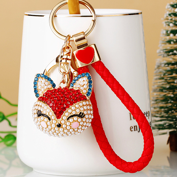 PandaHall Full Rhinestone Pearl Fox Head Pendant Keychain, with Zinc Alloy Findings and Polyester Cord, for Women's Bag Pendant Decorations..., Red
PandaHall Full Rhinestone Pearl Fox Head Pendant Keychain, with Zinc Alloy Findings and Polyester Cord, for Women's Bag Pendant Decorations..., Red