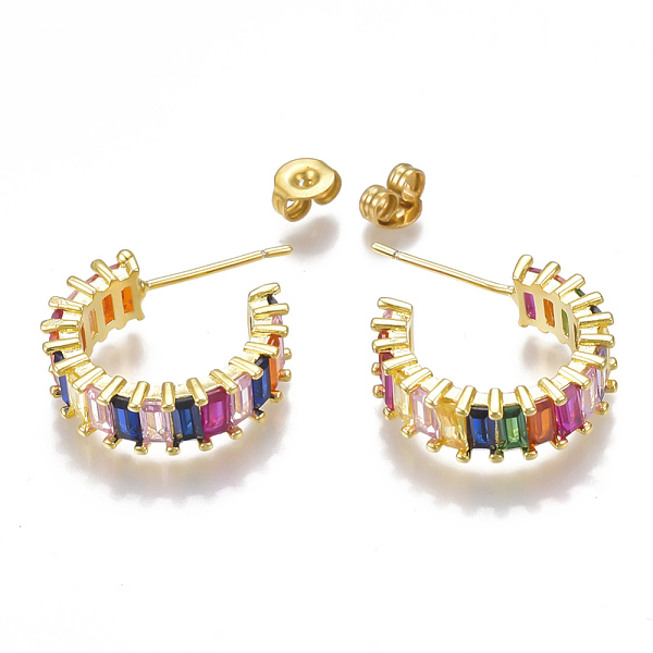PandaHall Brass Micro Pave Cubic Zirconia(Random Mixed Color) Stud Earrings, Half Hoop Earrings, with Ear Nuts, Golden, 17.5x5.5mm, Pin...
PandaHall Brass Micro Pave Cubic Zirconia(Random Mixed Color) Stud Earrings, Half Hoop Earrings, with Ear Nuts, Golden, 17.5x5.5mm, Pin...