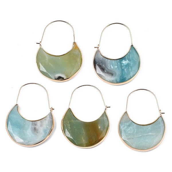 PandaHall Moon Shape Dyed Natural Amazonite Hoop Earrings for Girl Women, Dangle Earrings with Brass Findings, 44~51x36.5x4~6mm, Pin: 1mm...
PandaHall Moon Shape Dyed Natural Amazonite Hoop Earrings for Girl Women, Dangle Earrings with Brass Findings, 44~51x36.5x4~6mm, Pin: 1mm...