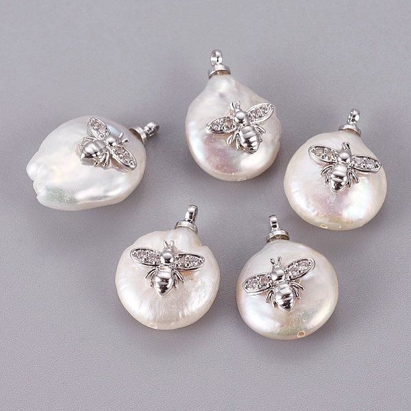 PandaHall Natural Cultured Freshwater Pearl Pendants, with Brass Cubic Zirconia Cabochons, Long-Lasting Plated, Nuggets with Bees, Real..., Clear
PandaHall Natural Cultured Freshwater Pearl Pendants, with Brass Cubic Zirconia Cabochons, Long-Lasting Plated, Nuggets with Bees, Real..., Clear