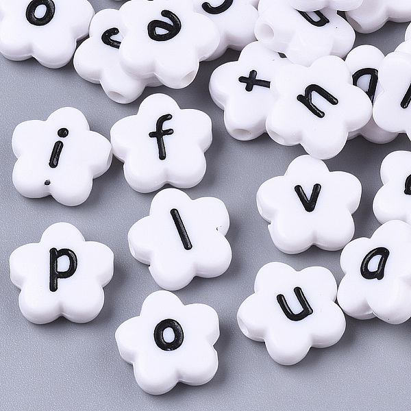 PandaHall Opaque Spray Painted Acrylic Beads, Horizontal Hole, Flower with Letter, Black, 11x11x4mm, Hole: 1.6mm, about 148pcs/50g Acrylic...
PandaHall Opaque Spray Painted Acrylic Beads, Horizontal Hole, Flower with Letter, Black, 11x11x4mm, Hole: 1.6mm, about 148pcs/50g Acrylic...