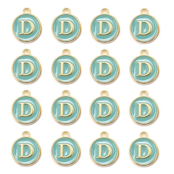 PandaHall Golden Plated Alloy Enamel Charms, Cadmium Free & Lead Free, Enamelled Sequins, Flat Round with Letter, Turquoise, Letter.D..., Green
PandaHall Golden Plated Alloy Enamel Charms, Cadmium Free & Lead Free, Enamelled Sequins, Flat Round with Letter, Turquoise, Letter.D..., Green