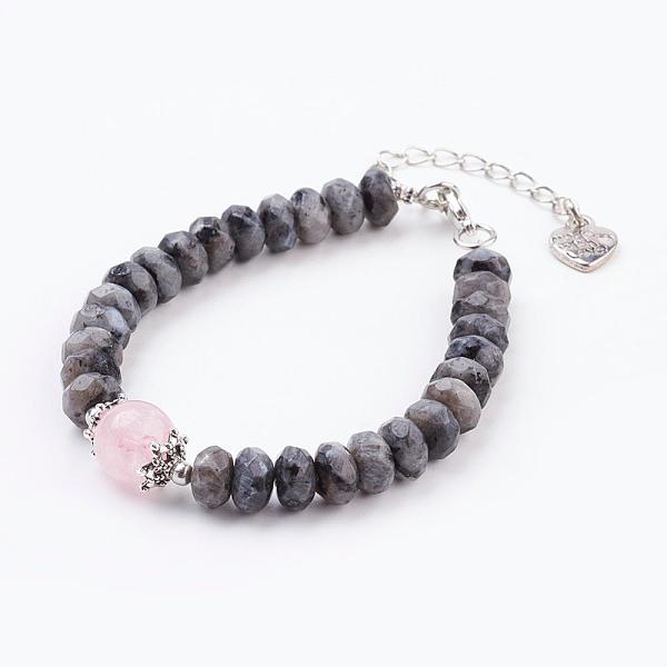 PandaHall Faceted Natural Labradorite Bracelets, with Natural Rose Quartz Beads and Alloy & Brass Findings, 7-1/2 inch(190mm) Mixed Stone
PandaHall Faceted Natural Labradorite Bracelets, with Natural Rose Quartz Beads and Alloy & Brass Findings, 7-1/2 inch(190mm) Mixed Stone