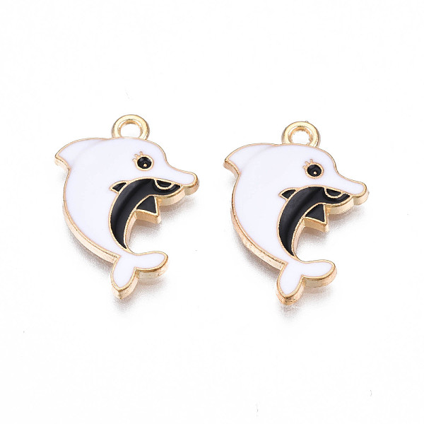 PandaHall Alloy Enamel Pendants, Cadmium Free & Nickel Free & Lead Free, Light Gold, Dolphin, White, 21x15x2mm, Hole: 1.8mm Alloy+Enamel...
PandaHall Alloy Enamel Pendants, Cadmium Free & Nickel Free & Lead Free, Light Gold, Dolphin, White, 21x15x2mm, Hole: 1.8mm Alloy+Enamel...